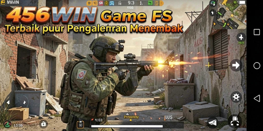 Tampilan gameplay menegangkan dari 456WIN dengan aksi tembak-menembak.