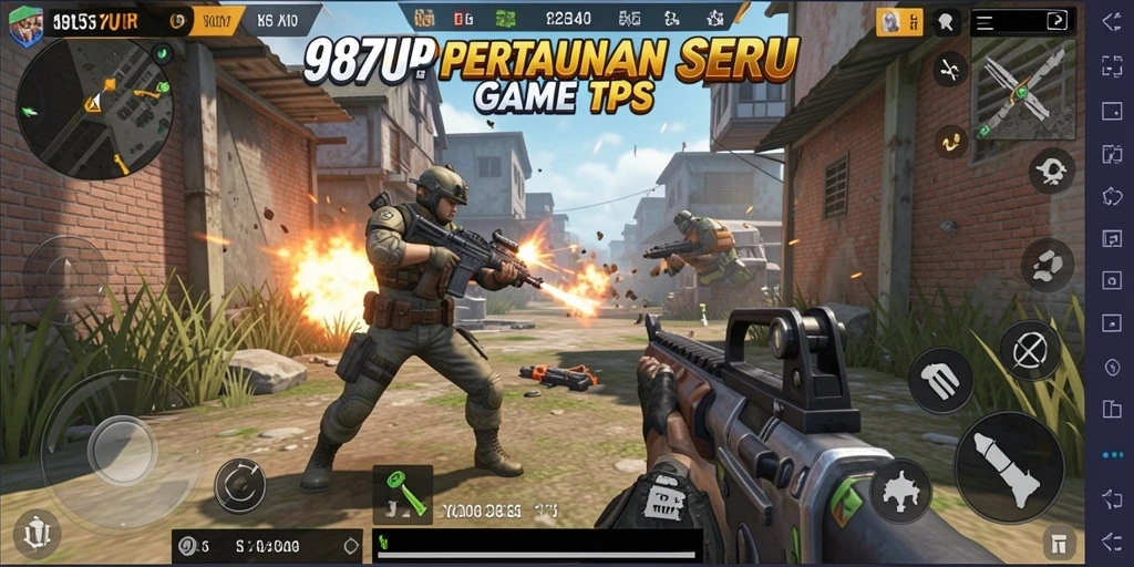 Gameplay 987UP dengan aksi tembak menembak yang seru.