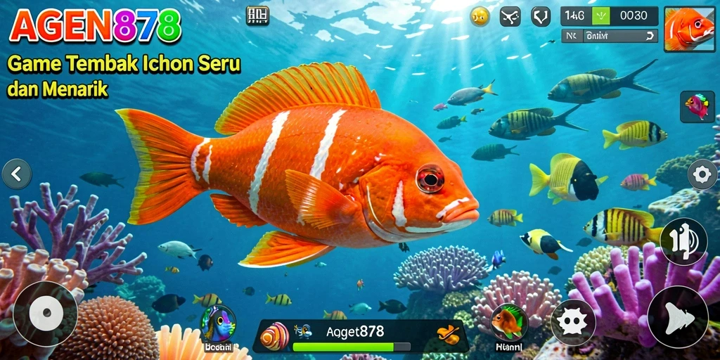 Tangkapan layar AGEN878 menampilkan aksi seru menembak ikan.