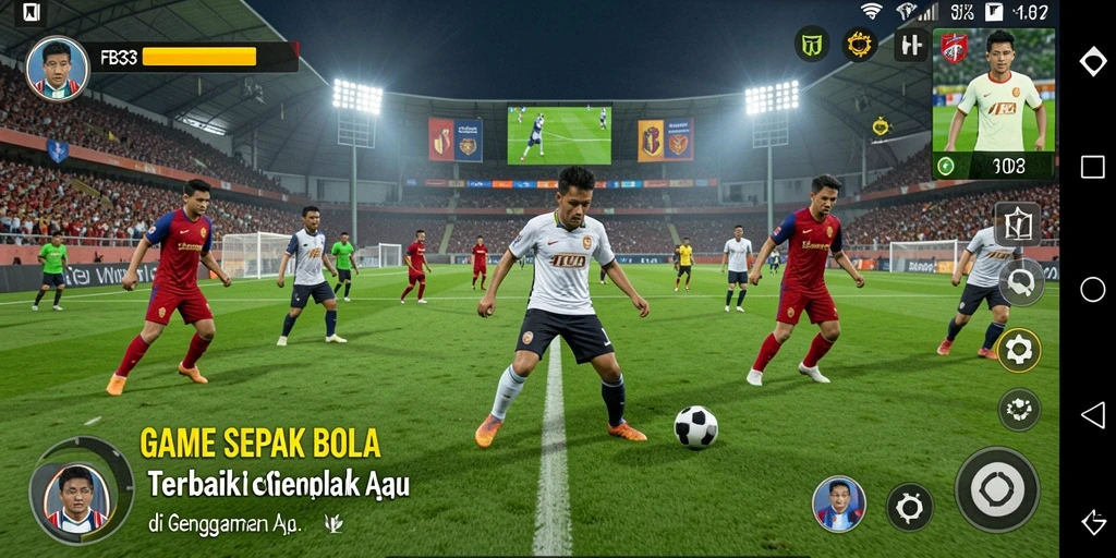 Tampilan utama gameplay FB333 dengan aksi sepak bola yang dinamis.