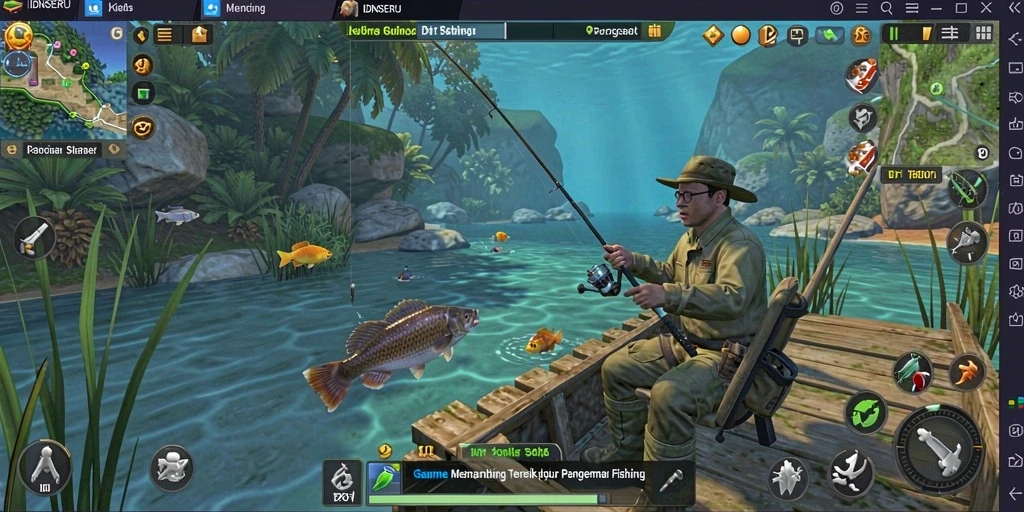 Tangkapan ikan besar dalam gameplay IDNSERU yang realistis.