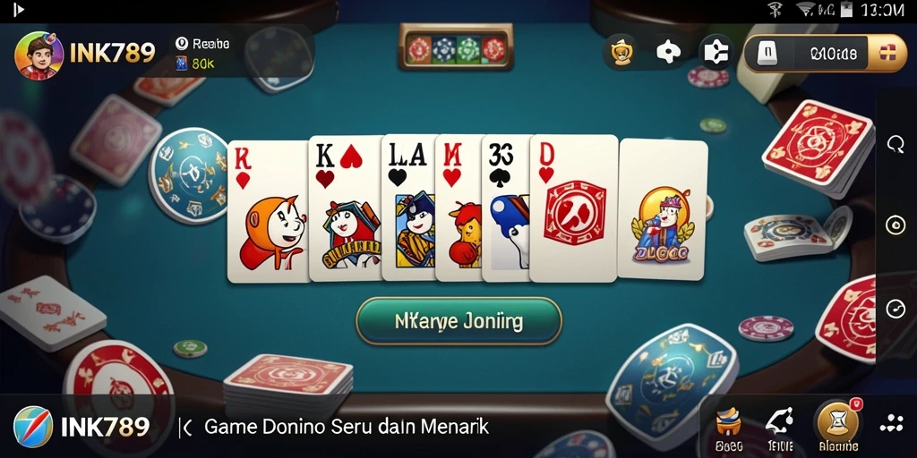 Menampilkan gameplay Domino seru dan interaktif di INK789.