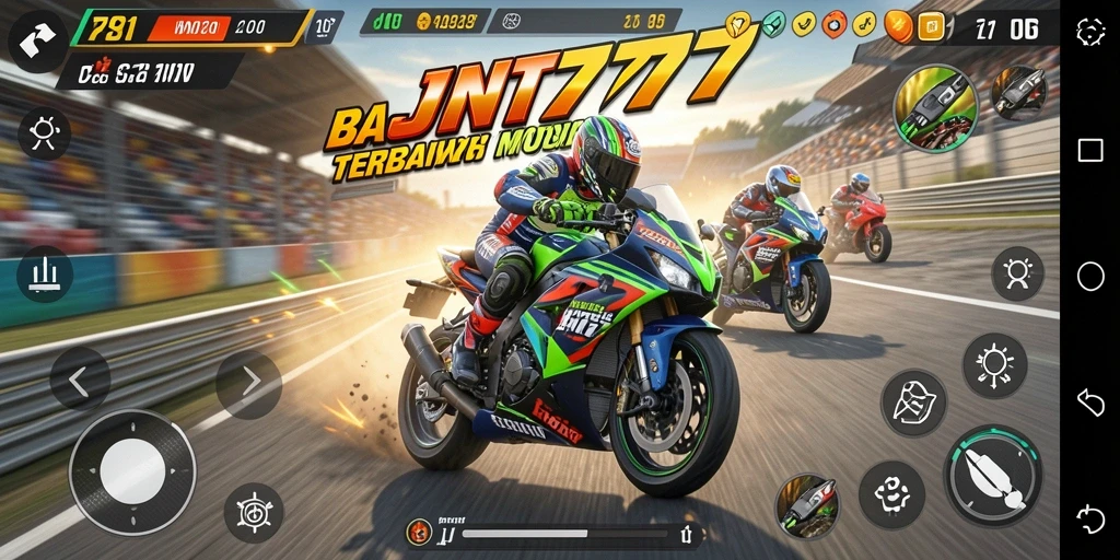 Tampilan menarik dari gameplay balapan motor JNT777.