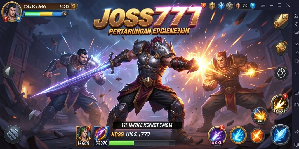 Tampilan seru pertarungan di JOSS777 dengan karakter aksi.