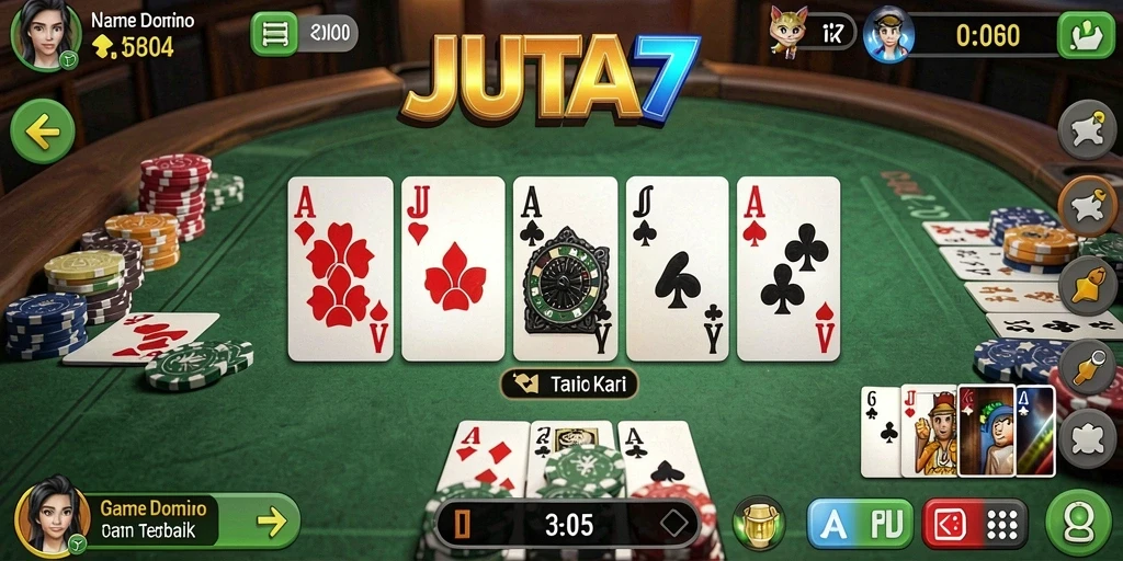 Tampilan gameplay Domino yang seru dan menantang di JUTA7.