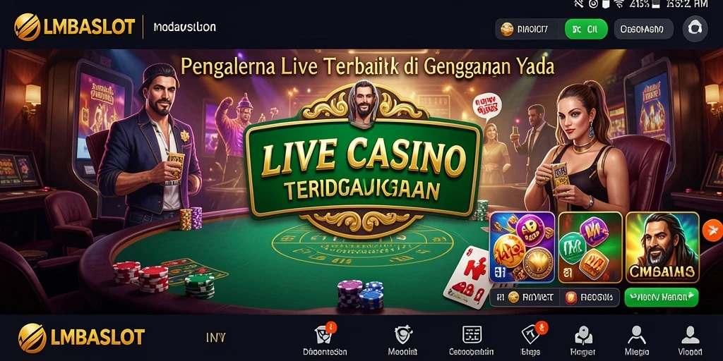 Screenshot LMBASLOT menampilkan dealer langsung dan permainan seru.