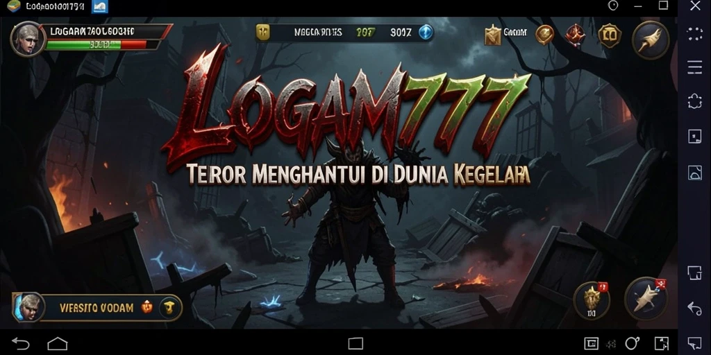 Screenshot LOGAM777 mendemonstrasikan gameplay menegangkan di dunia kegelapan.