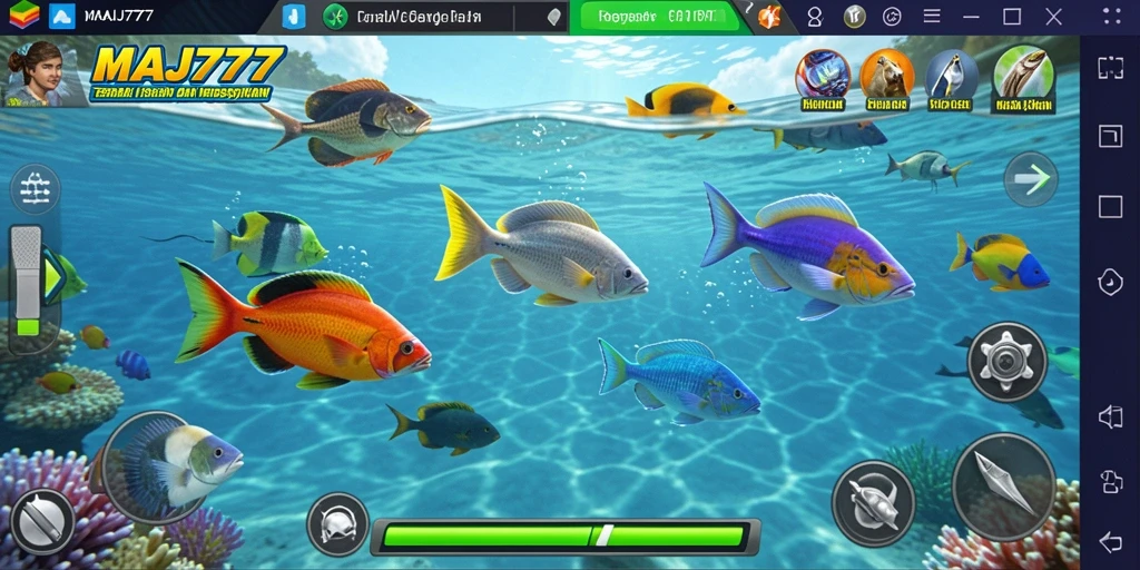 Screenshot gameplay MAJ777 menampilkan aksi seru menembak ikan.