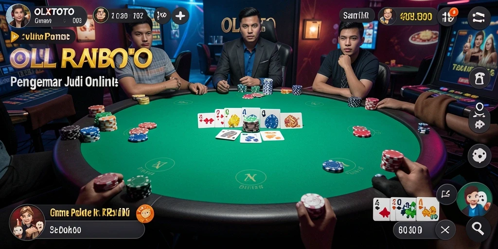 Tampilan gameplay seru dalam OLXTOTO dengan suasana poker yang mendebarkan.