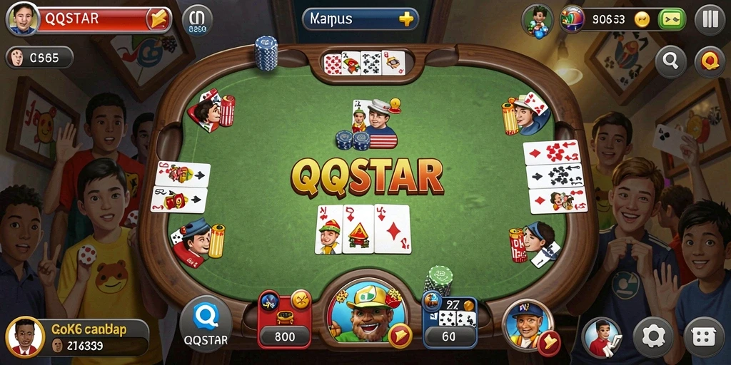 Tampilan gameplay QQSTAR dengan suasana Gaple yang seru.