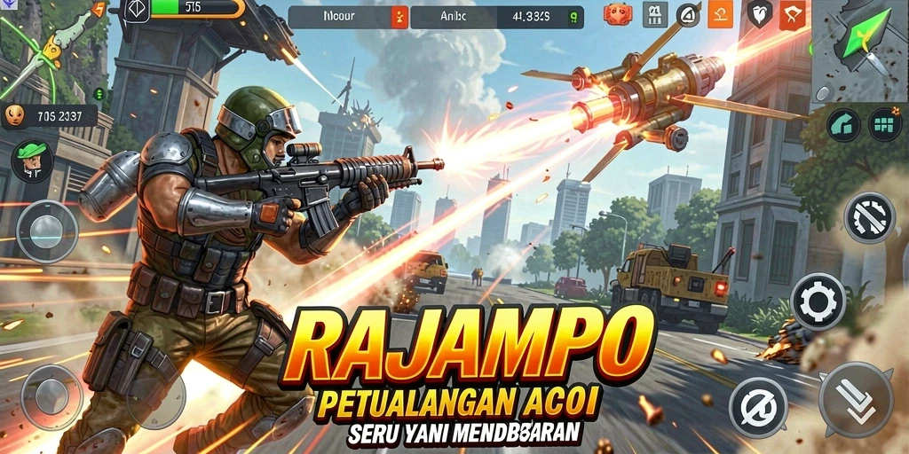 Screenshot utama RAJAMPO yang menampilkan gameplay Action yang mendebarkan.