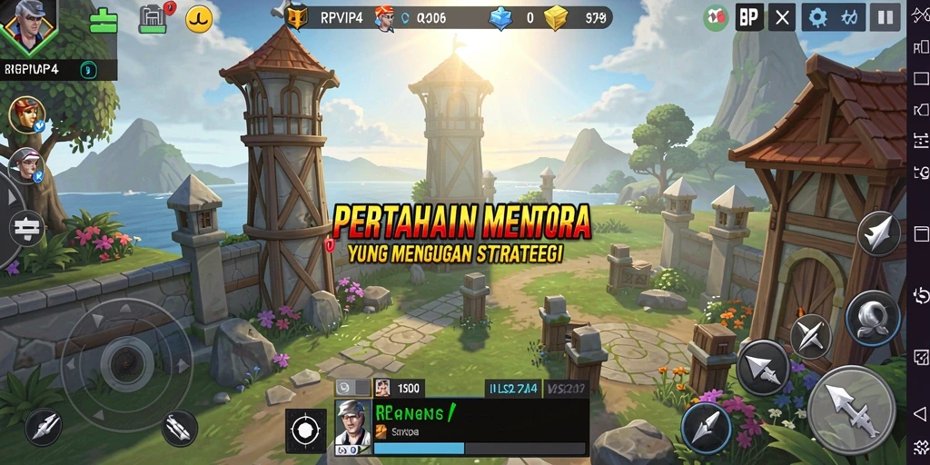 Tangkapan layar utama menampilkan aksi mendebarkan dalam game Tower Defense.