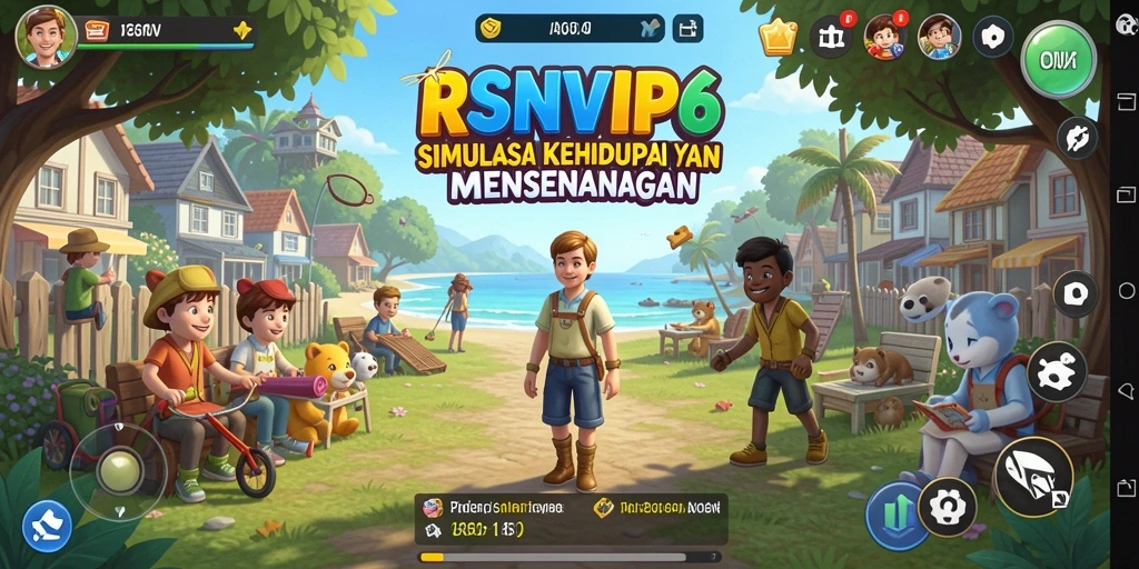 Tampilan gameplay RSNVIP6 yang menampilkan interaksi karakter dalam simulasi hidup.