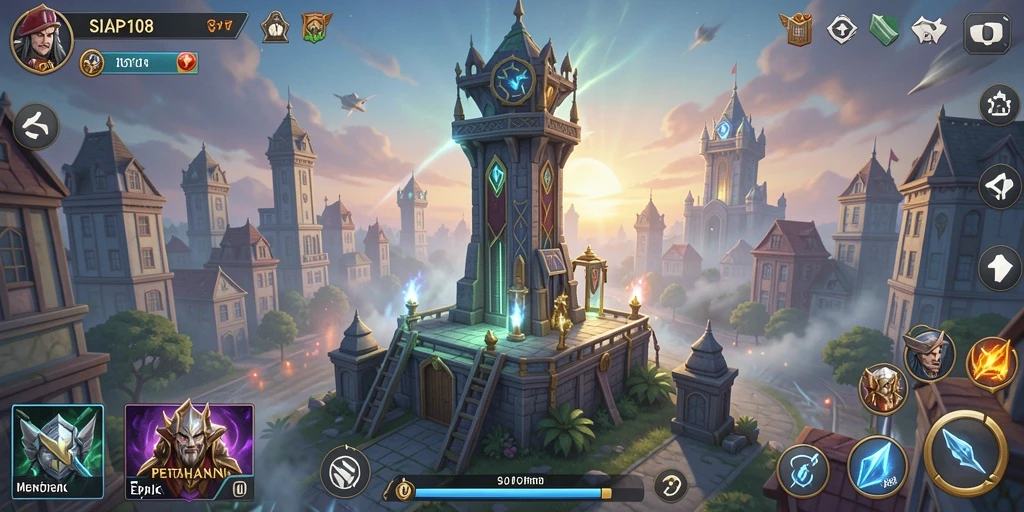 Screenshot gameplay SIAP108 yang menampilkan aksi menara bertahan.