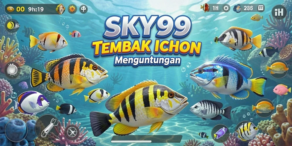 Screenshot gameplay SKY99 yang menampilkan aksi seru menembak ikan.