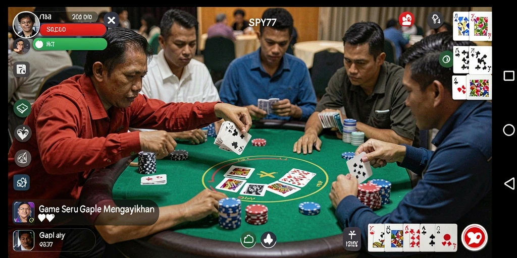 Tampilan gameplay SPY77 yang penuh aksi dan strategi Gaple.
