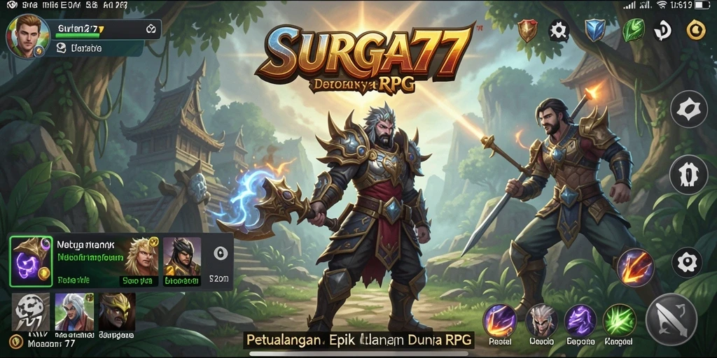 Screenshot utama SURGA77 menampilkan pertarungan seru di dunia RPG.