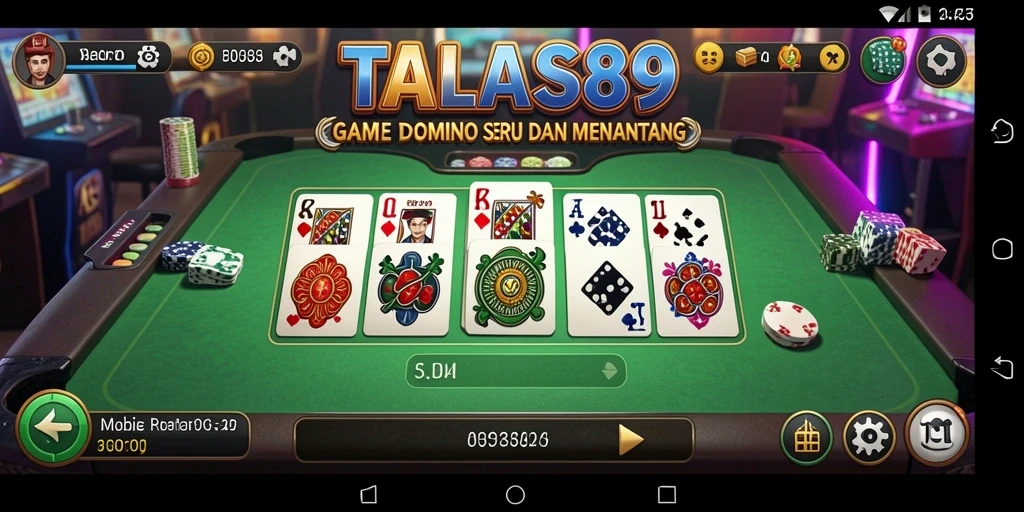 Screenshot gameplay TALAS89 menampilkan suasana bermain domino yang seru.
