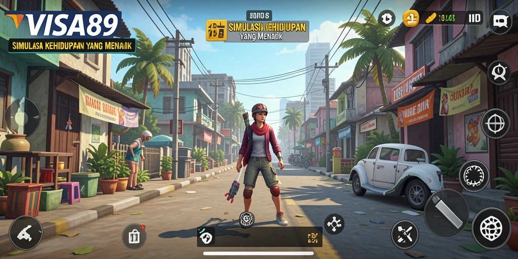 Tampilan gameplay menarik dari VISA89 dengan interaksi sosial yang kaya.